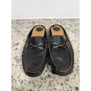 Bass Trolley Black Leather Horsebit Mule Loafers Mens 8M Slip On Shoes